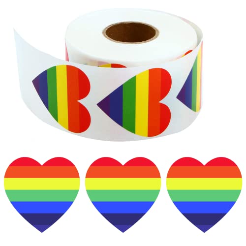 XINDY Regenbogen Aufkleber, 500 Stück Gay Pride Aufkleber Regenbogen Sticker Herz Pride Aufkleber Rolle LGBTQ Accessoires Pride Merch für CSD Pride Party LGBTQ Paraden von XINDY