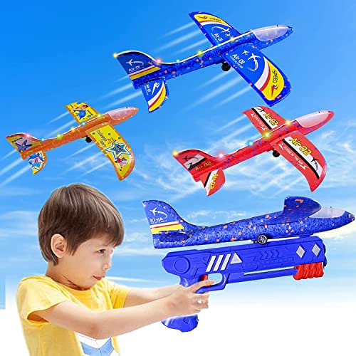 XINGGANG Flugzeug Spielzeug, Wurfgleiter Styroporflieger Katapult Pistole Kinderspielzeug, Kinder Outdoor Garten Interaktives Spiele Kindergeburtstag Geschenke Jungen Mädchen für ab 6-12 Jahre von XINGGANG