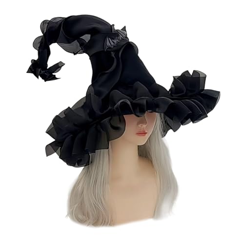 Freundlicher Halloween Hexenhut Praktische Polyester Kappen Falten Design Fit Erwachsene Frauen Fashion Kostüm Accessoires Witch Für Cosplay Enthusiasten von XINGLIDA