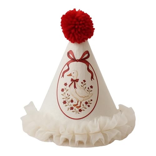 XINGLIDA Geburtstagshut Entlein/Blumenmuster Spitze Trim Party Mit Pompoms Für Geburtstagsfeier Schöne Enten Themen Party Kopfbedeckung XINGLIDA Geburtstagshut Entlein/Blumenmuster Spitze Trim Party Mit Pompoms Für Geburtstagsfeier Schöne Enten Themen Party Kopfbedeckung von XINGLIDA