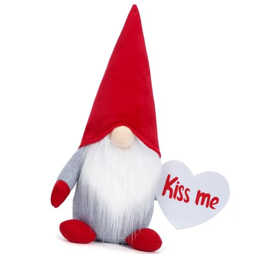 XINGLIDA Valentines Gestreifte Plüschpuppen Mit Herz Liebe Home Ornament Tomtes Tabletop Figuren Geschenk Hochzeiten Dekore von XINGLIDA