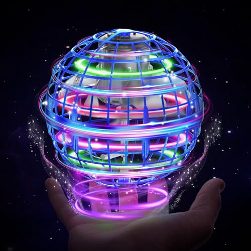 XINHOME Fliegender Ball, Flying Ball mit Led-Beleuchtung, Fliegender Ball Drohne Flying Orb Ball Hover Toy Geschenke für Jungen Mädchen 6-12 Jahre Flying Orb Ball Blau von XINHOME