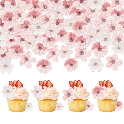 75 Stück Tortendeko Blumen Cupcake Deko Kirschblüte Tortendeko Mädchen Torten Blumen Essbar Cupcake Deko für Macarons Hochzeit Geburtstag Jubiläum Kirschblüte Essbar von XINKEJIA