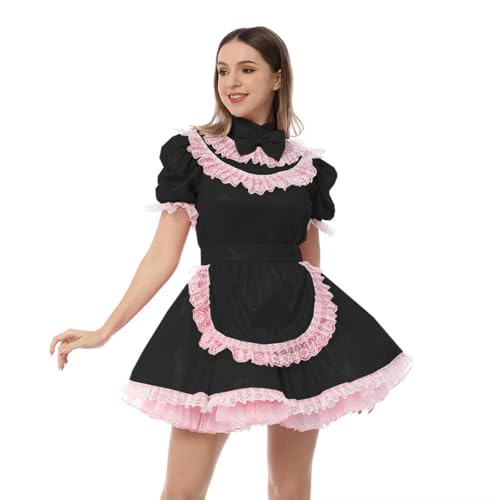 XINLIANYI Cosplay Dienstmädchen-Uniformen mit Spitzenbesatz, hoher Halsausschnitt, Verkleidung mit Schürze, Rollenspiel-Outfit, Party, anpassbar von XINLIANYI