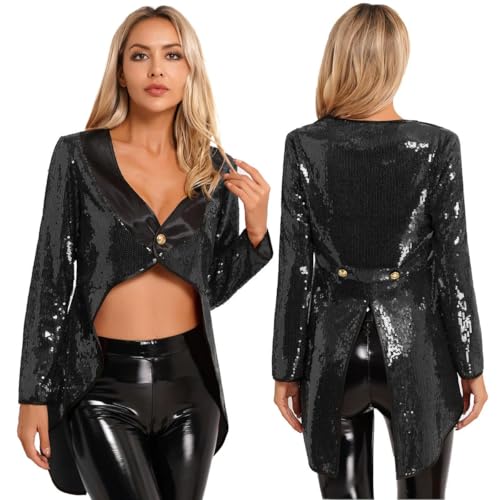 XINLIANYI Damen-Frack, Halloween, Zauberer-Kleid, Zirkus, Ringmaster, Frack, Jacke, Einknopf, Smoking, Oberbekleidung, Kostüme, Schwarz XINLIANYI Damen-Frack, Halloween, Zauberer-Kleid, Zirkus, Ringmaster, Frack, Jacke, Einknopf, Smoking, Oberbekleidung, Kostüme, Schwarz von XINLIANYI