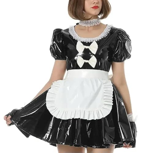 XINLIANYI Dienstmädchenkleid, Cosplay, Uniformen mit Schürze, kurzärmelig, Spitze, PVC-Leder, Dienstmädchen-Outfit, anpassbar XINLIANYI Dienstmädchenkleid, Cosplay, Uniformen mit Schürze, kurzärmelig, Spitze, PVC-Leder, Dienstmädchen-Outfit, anpassbar von XINLIANYI