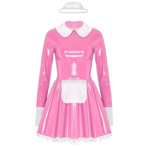 XINLIANYI Französisches Dienstmädchen-Kostüm, Lackleder, Schürze, Dienstmädchenkleid, langärmelig, Party, Verkleidung XINLIANYI Französisches Dienstmädchen-Kostüm, Lackleder, Schürze, Dienstmädchenkleid, langärmelig, Party, Verkleidung von XINLIANYI