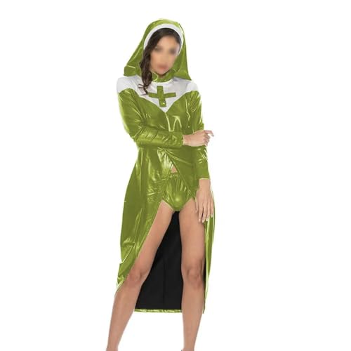 XINLIANYI Nonnenkostüm für Damen, Lackleder, hoher Halsausschnitt, Uniform, Vinyl, Halloween, Schwester, Kostüm, Cosplay, Party, Verkleidung XINLIANYI Nonnenkostüm für Damen, Lackleder, hoher Halsausschnitt, Uniform, Vinyl, Halloween, Schwester, Kostüm, Cosplay, Party, Verkleidung von XINLIANYI