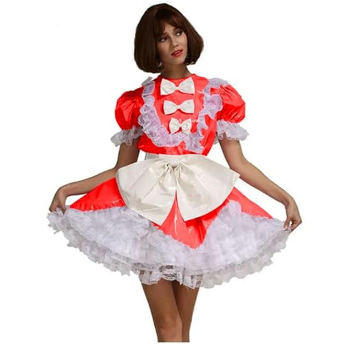 XINLIANYI PVC-Hülle für Dienstmädchen, Uniformen, Party, Cosplay, personalisierbar, Rot von XINLIANYI