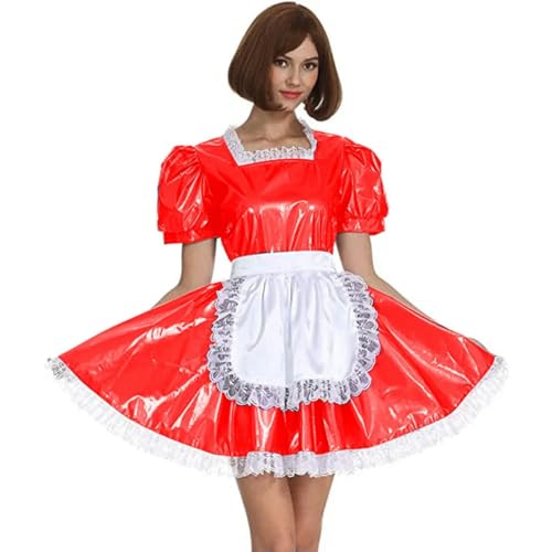XINLIANYI PVC-Kostüm für Party, Cosplay, Dienstmädchen, Uniformen, kurzärmelig, plissiert, personalisierbar XINLIANYI PVC-Kostüm für Party, Cosplay, Dienstmädchen, Uniformen, kurzärmelig, plissiert, personalisierbar von XINLIANYI