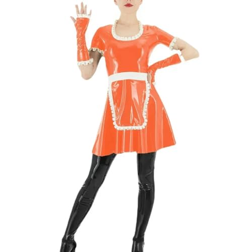 XINLIANYI Quadratischer Kragen, kurze Ärmel, Mini-Dienstmädchen, Cosplay, Uniformen, PVC-Leder, anpassbar von XINLIANYI