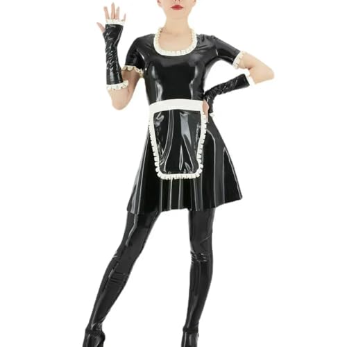 XINLIANYI Quadratischer Kragen, kurze Ärmel, Mini-Dienstmädchen, Cosplay, Uniformen, PVC-Leder, anpassbar von XINLIANYI