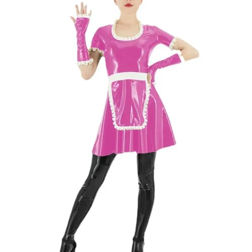 XINLIANYI Quadratischer Kragen, kurze Ärmel, Mini-Dienstmädchen, Cosplay, Uniformen, PVC-Leder, anpassbar von XINLIANYI
