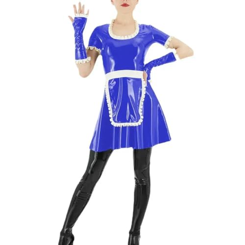 XINLIANYI Quadratischer Kragen, kurze Ärmel, Mini-Dienstmädchen, Cosplay, Uniformen, PVC-Leder, anpassbar von XINLIANYI