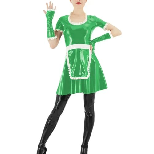 XINLIANYI Quadratischer Kragen, kurze Ärmel, Mini-Dienstmädchen, Cosplay, Uniformen, PVC-Leder, anpassbar von XINLIANYI