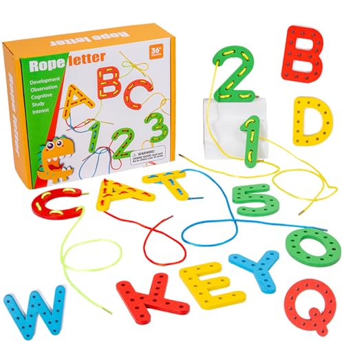 XINNIAN Schnür-Alphabet Schnür Nummer,Holzspielzeug Lernspielzeug Fädelspielzeug für 3,4, 5, 6 Jahren Kinder,Spielzeug für Feinmotorik,Buchstabenerkennung und frühe Rechtschreibung XINNIAN Schnür-Alphabet Schnür Nummer,Holzspielzeug Lernspielzeug Fädelspielzeug für 3,4, 5, 6 Jahren Kinder,Spielzeug für Feinmotorik,Buchstabenerkennung und frühe Rechtschreibung von XINNIAN