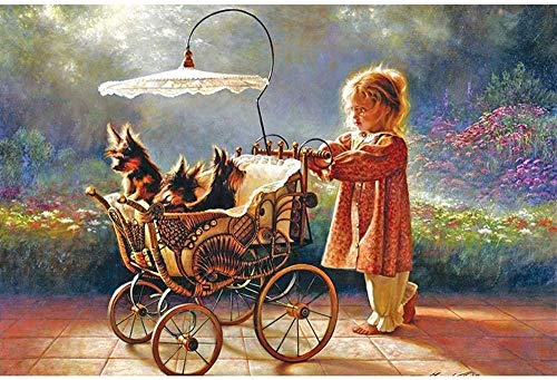 XINNeck 1000 Pieces Wooden Jigsaw Puzzle，Baby Girl with Dog Adults Jigsaw Puzzle Children Puzzles Creative Games Wooden Puzzle Toys Fashion von XINNeck