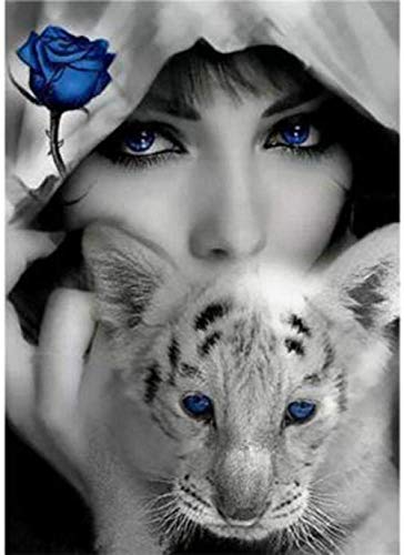 XINNeck 1000 Pieces Wooden Jigsaw Puzzle，Blue-Eyed Girl and Little White Tiger Children Jigsaw Puzzle Adults Puzzles Creative Games Wooden Puzzle Toys elegant von XINNeck