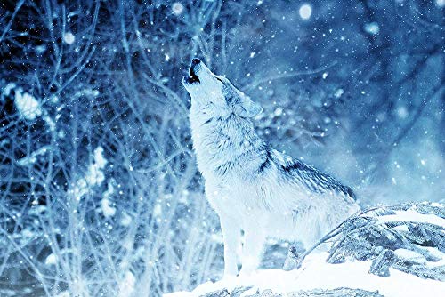 XINNeck 1000 Pieces Wooden Jigsaw Puzzle，Howling Wolf in The Snow Children Jigsaw Puzzle Adults Puzzles Creative Games Wooden Puzzle Toys von XINNeck