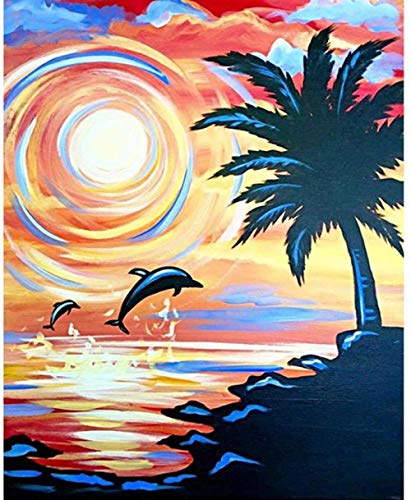 XINNeck 1000 Pieces Wooden Jigsaw Puzzle，Sunset Dolphin Landscape Children Jigsaw Puzzle Adults Puzzles Creative Games Wooden Puzzle Toys von XINNeck