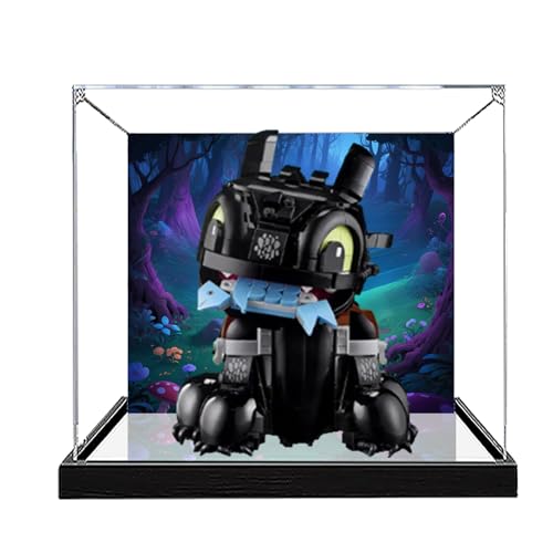 Acryl-Vitrine für Lego 10375 Ohnezahn Dinosaurier – staubdicht mit UV-Schutz, passgenau für Lego 10375 Modell – Sammleredition (Modell nicht im Lieferumfang enthalten) (Hintergrund (Spiegelfuß)) von XINPENGD