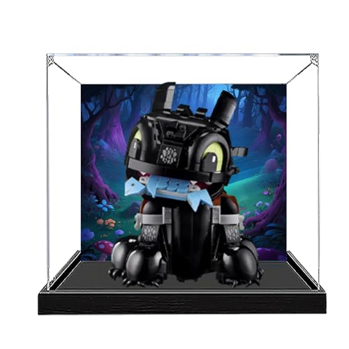 Acryl-Vitrine für Lego 10375 Ohnezahn Dinosaurier – staubdicht mit UV-Schutz, passgenau für Lego 10375 Modell – Sammleredition (Modell nicht im Lieferumfang enthalten) (Hintergrund (schwarzer Sockel) von XINPENGD