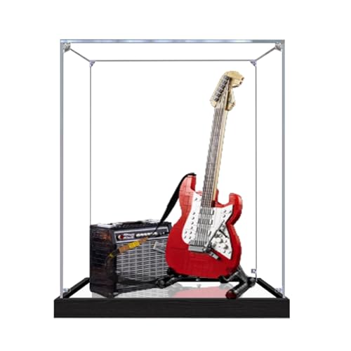 Acryl-Vitrine für Lego 21329 Gitarre, staubdicht mit UV-Schutz, passgenau für Lego 21329 Modell, Sammler-Edition (Modell nicht im Lieferumfang enthalten), verspiegelter Sockel + 2 mm von XINPENGD