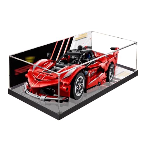 Acryl-Vitrine für Lego 42212 Racing – staubdicht mit UV-Schutz, passgenau für Lego 42212 Modell – Sammleredition (Modell nicht im Lieferumfang enthalten) (Hintergrund + Spiegelfuß) von XINPENGD