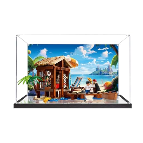 Acryl-Vitrine für Lego 75636 Windmühle Village Lodge – staubdicht mit UV-Schutz, passgenau für Lego 75636 Modell – Sammleredition (Modell nicht im Lieferumfang enthalten) (Spiegelfuß + Hintergrund) von XINPENGD