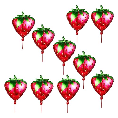 10 Stück Erdbeer Ballons Süße Erdbeer Folie Mylar Ballons Erdbeer Party Dekorationen für Baby Shower Party Zubehör Geburtstag Deko von XINTANGXIA