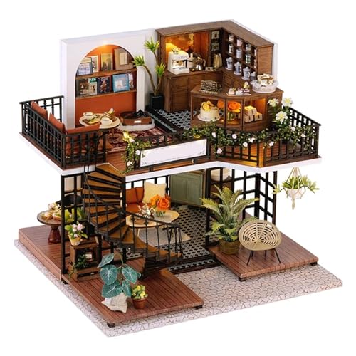 Dekoration Crafts, Home Decor,Tiny Haus Bauen Haus-Mini-Set zur Raumgestaltung, Heim-Schlafzimmer-Dekoration mit Möbeln, Holzhandwerk, Puzzle, Mädchengeburtstag (Color : LV-001-A) von XINTAOSM
