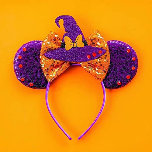 XINYIDL Maus Ohren Schleife Stirnbänder Halloween Cosplay Haarschmuck Festivals Kostüm Verkleiden Zubehör für Damen und Herren (Lila Hut) von XINYIDL
