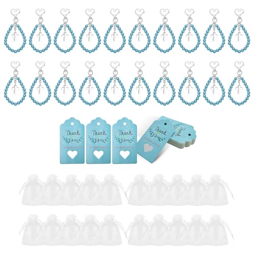 XINYIN Elegantes Baby-Taufgeschenk-Set, Kreuze, Perlen, Schlüsselanhänger-Set für Hochzeit und Babyparty, mit Organza-Beuteln XINYIN Elegantes Baby-Taufgeschenk-Set, Kreuze, Perlen, Schlüsselanhänger-Set für Hochzeit und Babyparty, mit Organza-Beuteln von XINYIN