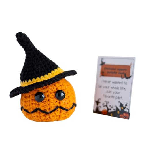 XINYIN Halloween Kleiner Kürbiskopf Häkelpuppen Ornament Handgemachte Emotionsunterstützung Strickspielzeug Positiv Dekoratives Geschenk von XINYIN
