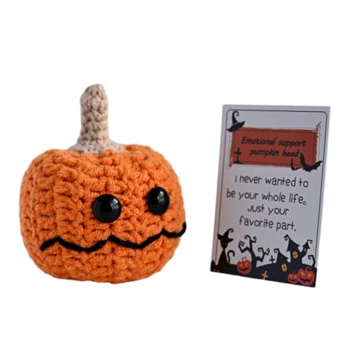 XINYIN Halloween Kleiner Kürbiskopf Häkelpuppen Ornament Handgemachte Emotionsunterstützung Strickspielzeug Positiv Dekoratives Geschenk von XINYIN
