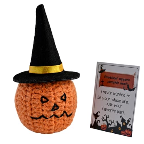 XINYIN Halloween Kleiner Kürbiskopf Häkelpuppen Ornament Handgemachte Emotionsunterstützung Strickspielzeug Positiv Dekoratives Geschenk von XINYIN