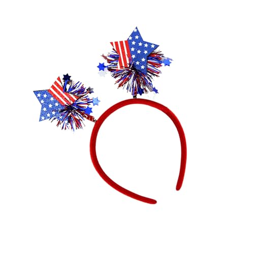 XINYIN Leichtes Haarband mit doppelten Herzen und Streifen, stilvolles Haar-Accessoire für patriotische Veranstaltungen, Flaggen-Stirnbänder von XINYIN