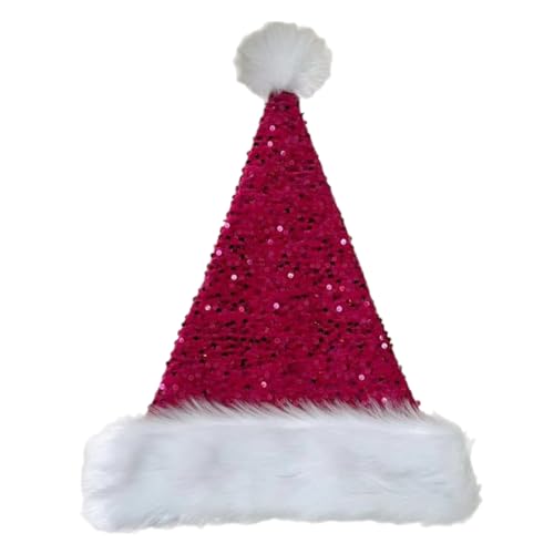 XINYIN Plüsch-Weihnachtsmützen mit Pailletten, weiße Krempe, für Feiertage, Partys, Liebe, Neujahr, Party, Cosplay-Zubehör XINYIN Plüsch-Weihnachtsmützen mit Pailletten, weiße Krempe, für Feiertage, Partys, Liebe, Neujahr, Party, Cosplay-Zubehör von XINYIN