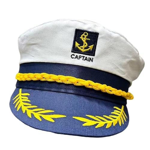 XINYIN Stilvoller Unisex-Matrosenhut, besticktes Design, Premium-Polyester, Halloween-Kostüm, Farben, Polyester, Kapitäns-Matrosenmütze von XINYIN