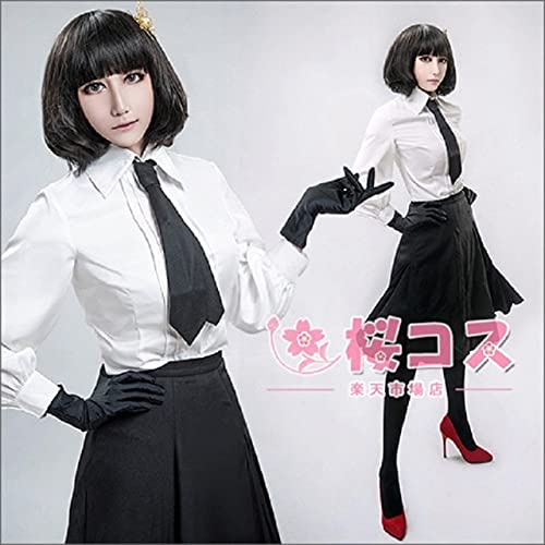 Akiko Yosano Cosplay Kostüm Bungo Streunende Hunde Cosplay T-Shirt + Rock + Krawatte + Perücke Komplettes Set Schuluniform Halloween Kostüm Frauen L Set B. von XINYIYI