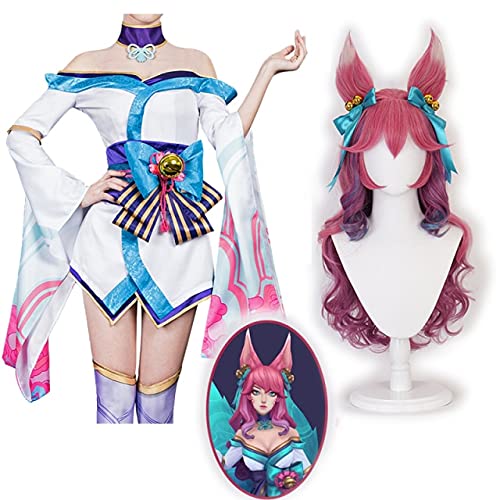 Spiel Ahri Cosplay Kostüm Lol Ahri Geist Blüte Perücken Die Neun Schwanz Fuchs Kostüm Halloween Frau Kleid Spiel Uniform Set Xs Full Set Spiel Ahri Cosplay Kostüm Lol Ahri Geist Blüte Perücken Die Neun Schwanz Fuchs Kostüm Halloween Frau Kleid Spiel Uniform Set Xs Full Set von XINYIYI