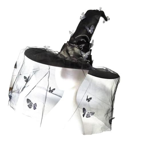 XINgjyxzk Falten Hexenhut Schmetterling Witch Caps Große Schwarze Hexen Hexenhut Halloween Cosplay Kostüm Für Frauen Mädchen Geschenke von XINgjyxzk