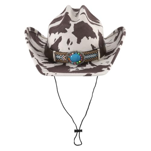 XITEA Ethnische Hüte mit Kuh Muster Western Partei Große gerollte Kanten Hut Fedoras Filz Sunproof Hut XITEA Ethnische Hüte mit Kuh Muster Western Partei Große gerollte Kanten Hut Fedoras Filz Sunproof Hut von XITEA