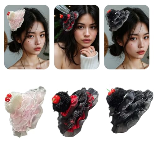 XITEA Fascinator für Geburtstagskuchen, zarte Spitzen-Clip-Kopfbedeckung für Mädchen, Haar-Accessoires, Geburtstags-Haarspangen von XITEA