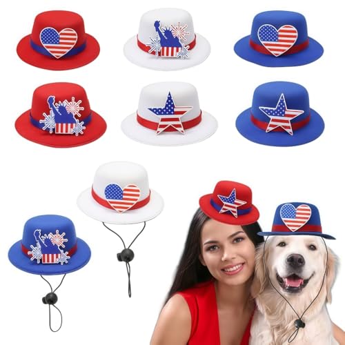 XITEA Haarspange mit Unabhängigkeitstags-Motiv, für Nationalfeier, kleiner Zylinderhut, Partykleidung, Haustier-Haarnadel, patriotischer Kopfschmuck XITEA Haarspange mit Unabhängigkeitstags-Motiv, für Nationalfeier, kleiner Zylinderhut, Partykleidung, Haustier-Haarnadel, patriotischer Kopfschmuck von XITEA
