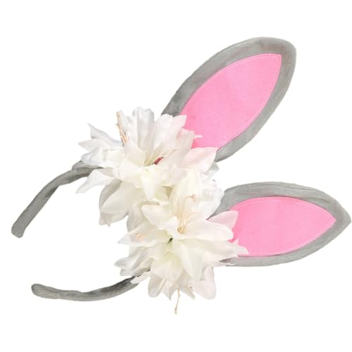 XITEA Hasenohr-Blumen-Haarreif, Ostern, Cosplay, Kostüm, Hasen, Mädchen, Haarreif, Party, Kopfschmuck, Maskeraden, Requisiten für Damen, T-Shirt von XITEA