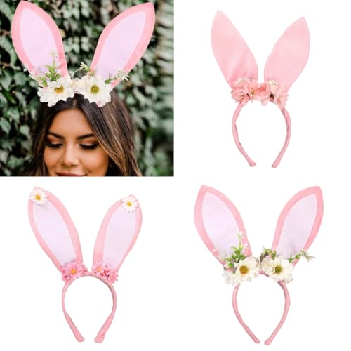 XITEA Hasenohr-Blumen-Haarreif, Ostern, Cosplay, Kostüm, Hasen, Mädchen, Haarreif, Party, Kopfschmuck, Maskeraden, Requisiten für Damen, T-Shirt von XITEA