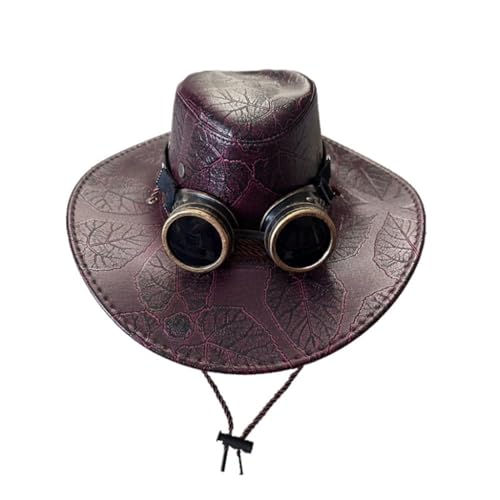 XITEA PU-Oberkappe, Vintage-Stil, viktorianischer Cowboyhut, Musikfestival, Kostüm-Requisiten, Kopfbedeckung von XITEA