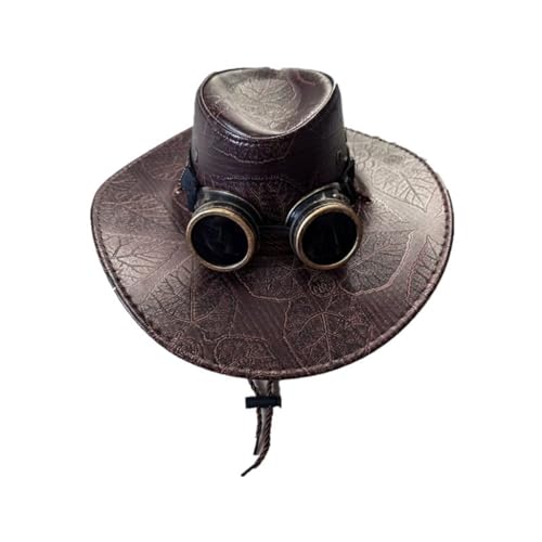 XITEA PU-Oberkappe, Vintage-Stil, viktorianischer Cowboyhut, Musikfestival, Kostüm-Requisiten, Kopfbedeckung von XITEA