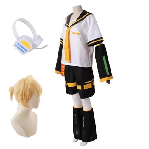 XITONGTANG (Costume+Wig) Anime Rin Len Cosplay kostüme Uniform Outfit Full Set Halloween Women (02-Len, M) von XITONGTANG